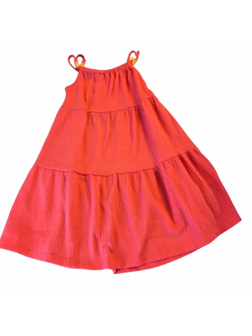 Btween Red Tiered Dress Girls Size 6 Beaded Strap Sleeveless Party Holiday Dress